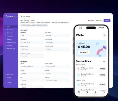 Industrii - Mobile and Web Dashboards