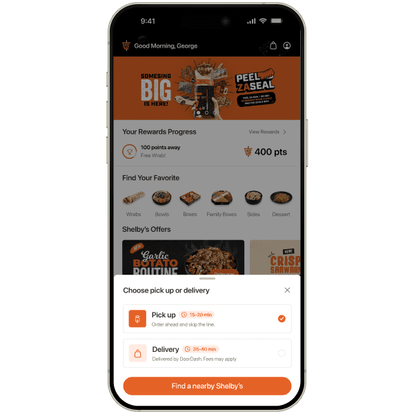 Ordering starts from home screen