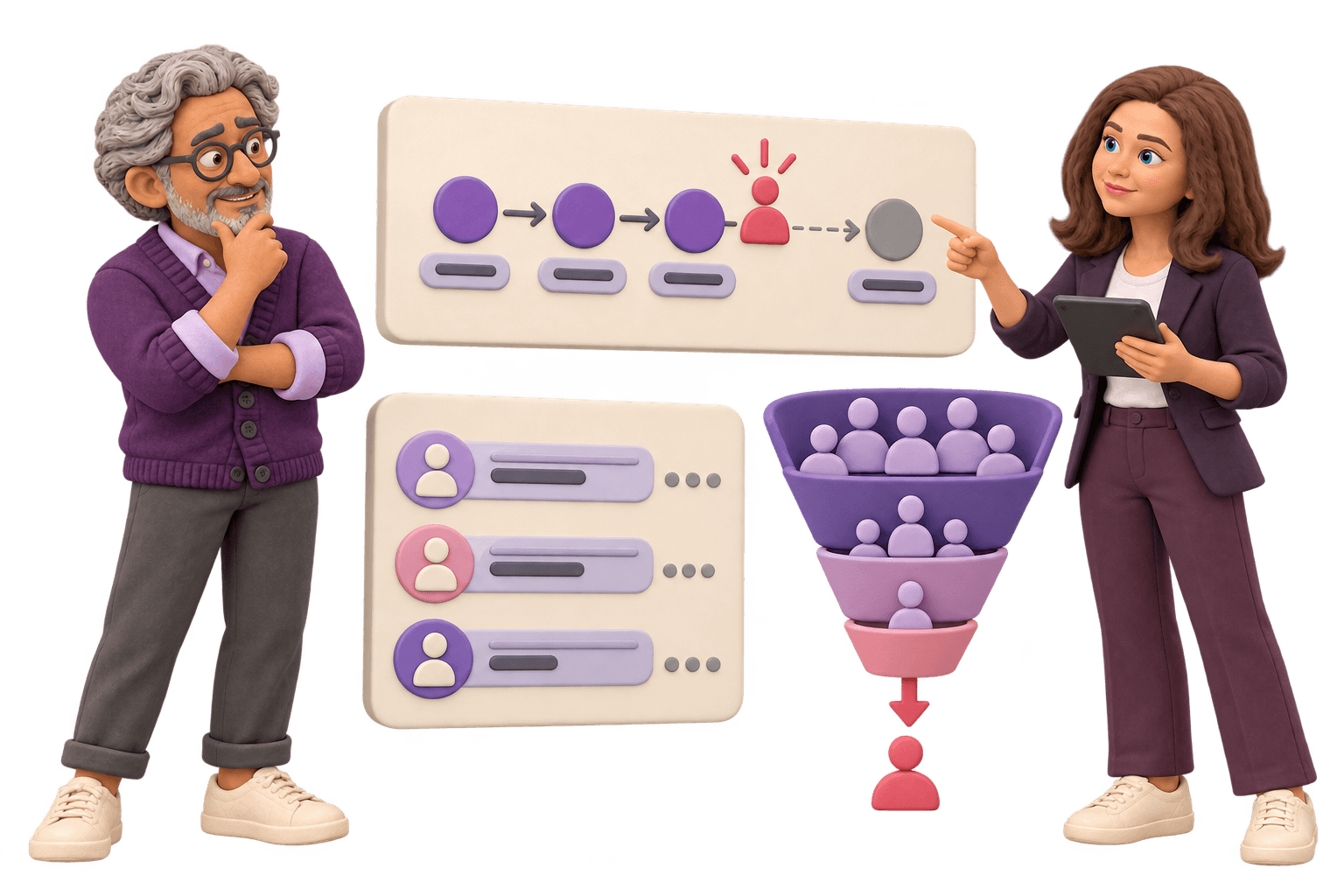 A clay client and team member compare participant drop-off, coordinator workload and recruitment constraints in a health study.