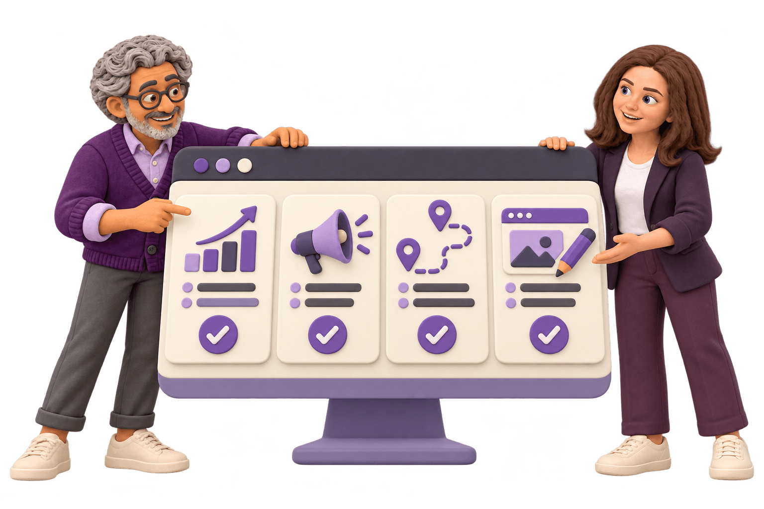 A client and team member review traffic, messaging, the enquiry path and site editing.
