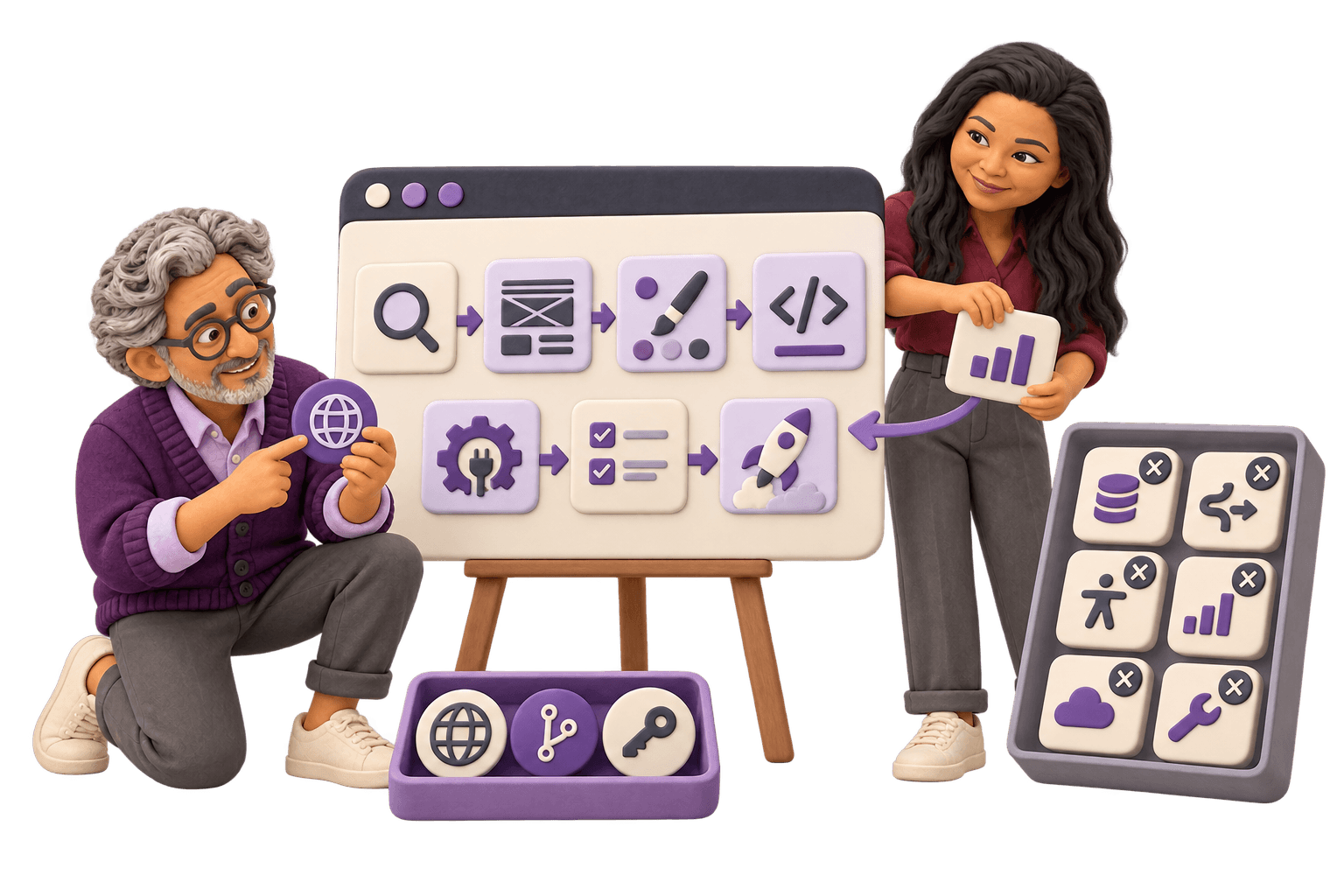 A clay website buyer and team member move overlooked migration, analytics, accessibility and ownership work into an agreed build scope.