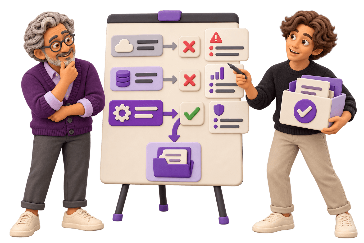 A clay client and team member reject two software options and package a conditional recommendation with its tradeoffs and risks.