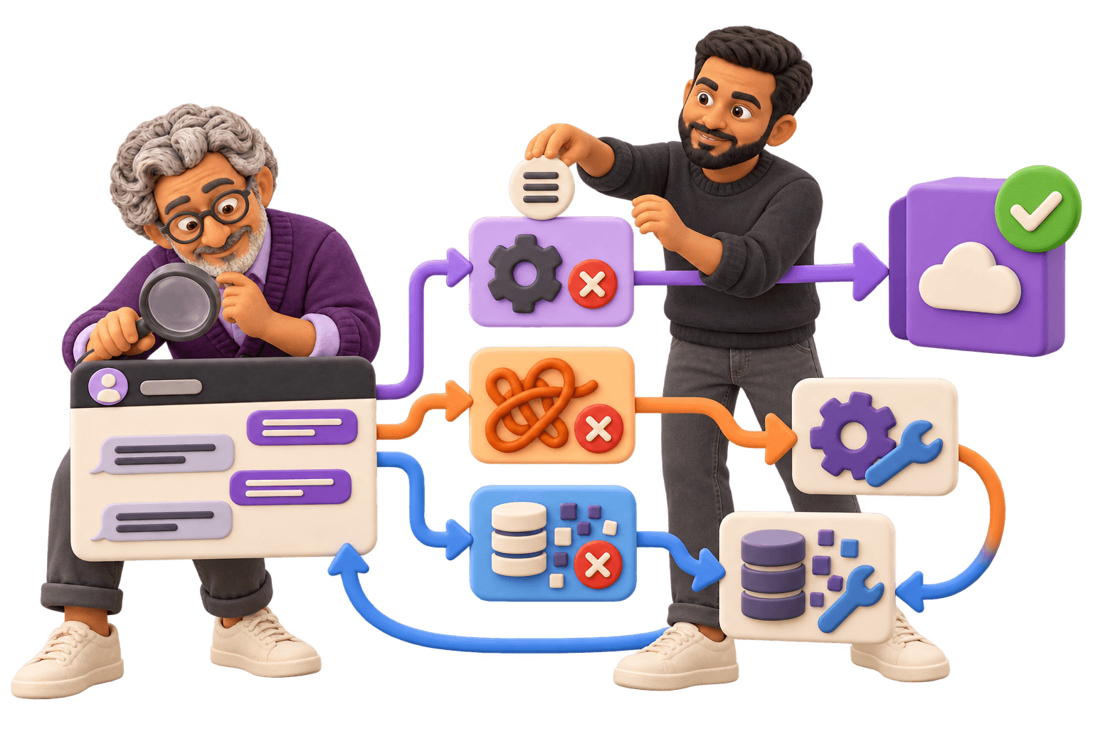A clay client and team member diagnose software, process and data problems before choosing an upgrade.